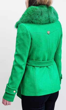 Jacheta de blană naturală și lână Elaine verde [5]
