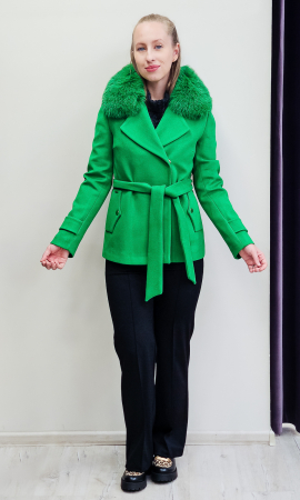 Jacheta de blană naturală și lână Elaine verde [1]