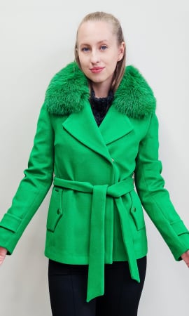 Jacheta de blană naturală și lână Elaine verde [0]
