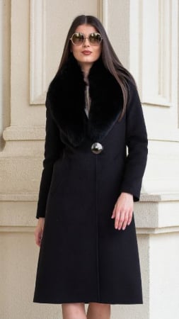Femei - Palton de lână, fără blană naturală Sentierri 835 negru