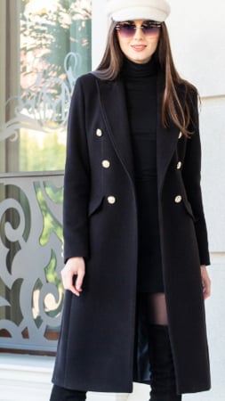 Imbracaminte - Palton de lână Sentierri 820 negru