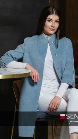 Palton de lână Sentierri 824 albastru melanj [2]