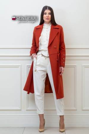 Femei - Palton de lână Sentierri 828 terracota