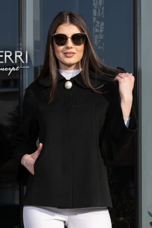 Femei - Palton de lână Sentierri 830 scurt negru
