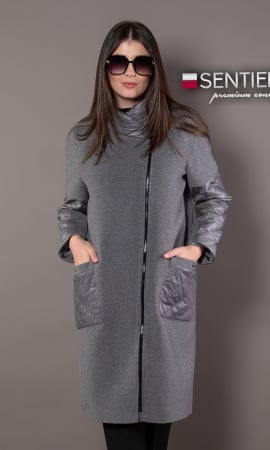 Femei - Palton de lână Sentierri 849 gri-antracit