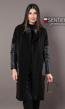 Paltoane de dama - Palton de lână Sentierri 849 negru