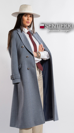 Femei - Palton de lână Sentierri 855 albastru-hermes