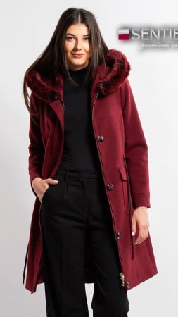 Femei - Palton de lână Sentierri 856 bordo