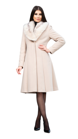 Palton de lână si blană vegană Sentierri 804 bej [2]