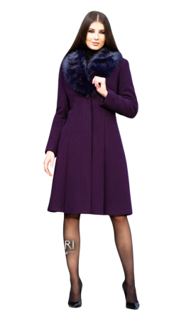 Palton de lână si blană vegană Sentierri 804 mov-pruna [2]