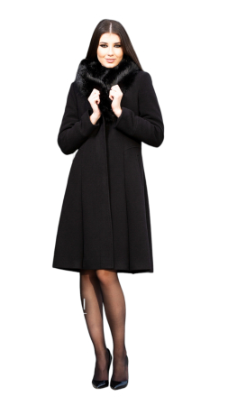 Palton de lână si blană vegană Sentierri 804 negru [2]