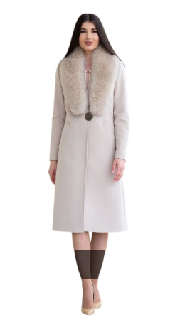 Palton de lână si blană vegană Sentierri 835 bej [5]