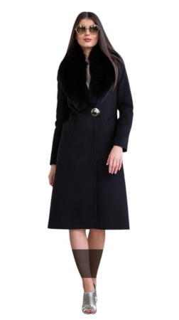 Palton de lână si blană vegană Sentierri 835 negru [5]