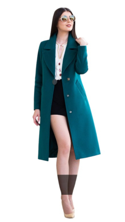 Palton de lână si blană vegană Sentierri 835 verde-smarald [5]