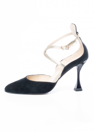 Pantofi de piele naturala Emis 534 negru-gold [8]