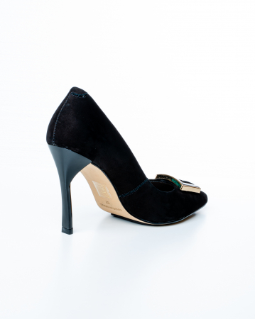 Pantofi de piele naturala Epica 1425 - 9 cm  negri [4]