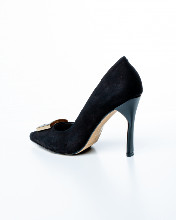 Pantofi de piele naturala Epica 1425 - 9 cm  negri [6]