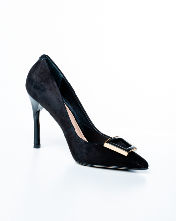 Pantofi de piele naturala Epica 1425 - 9 cm  negri [2]