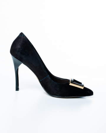 Pantofi de piele naturala Epica 1425 - 9 cm  negri [3]