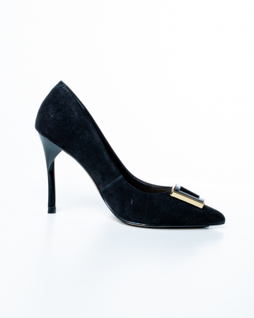 Pantofi de piele naturala Epica 3009 - 9 cm  negri [3]