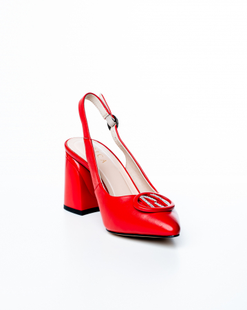 Pantofi de piele naturala Epica 3011 - 7 cm  rosii [2]