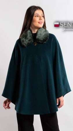 Paltoane Sentierri - Pelerina de lână Sentierri 859 verde-smarald