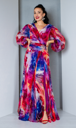Rochii de seara - Rochie Abigail lunga multicolor