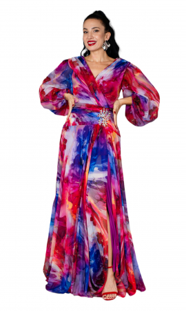 Rochie Abigail lunga multicolor [4]