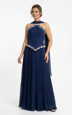 Rochii de seara - Rochie Alexa lunga bleumarin