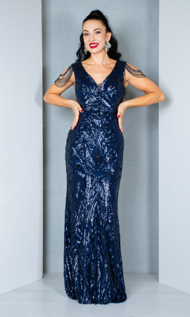 Rochie Ann lunga bleumarin [1]