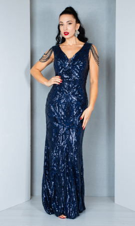 Rochii de revelion - Rochie Ann lunga bleumarin