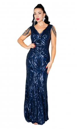Rochie Ann lunga bleumarin [4]