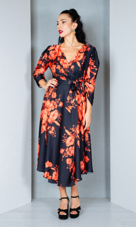 Rochii de toamna - Rochie Annamaria midi portocalie