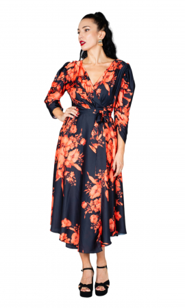 Rochie Annamaria midi portocalie [4]