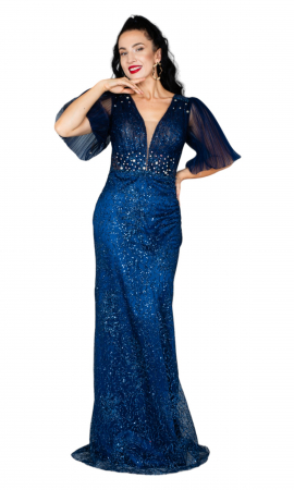 Rochie Anneliese lunga bleumarin [4]
