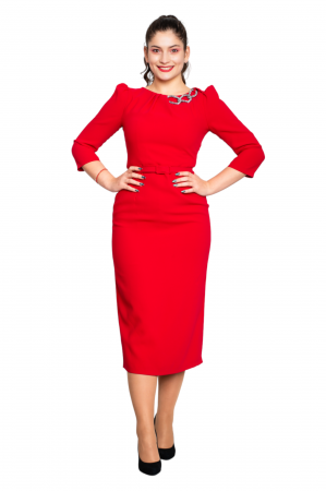 Rochie Bracha midi rosie [4]