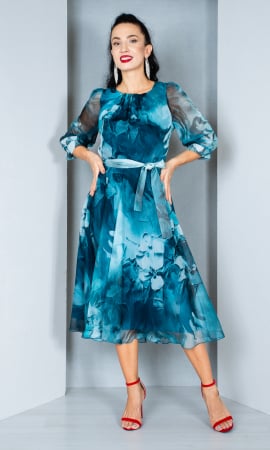 Rochii de toamna - Rochie Bryony midi petrol