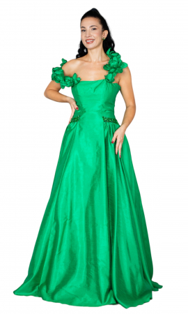 Rochie Carmen lunga verde [4]