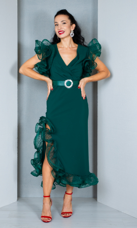 Rochii midi - Rochie Cordelia midi verde