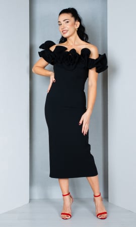 Rochii de banchet - Rochie Daleyza midi neagra