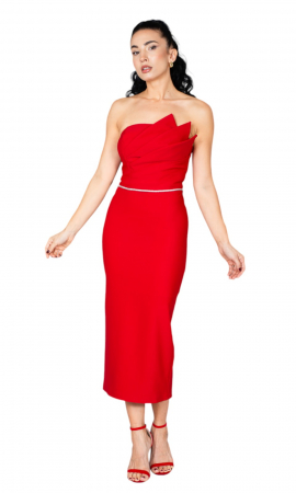 Rochie Davina midi rosie [4]