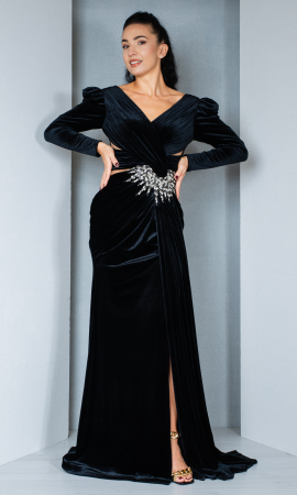 Rochii de banchet - Rochie de catifea Elliott lunga neagra