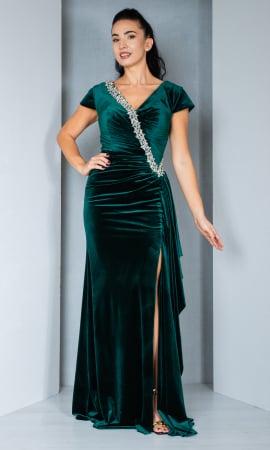 Rochii de banchet - Rochie de catifea Erin lunga verde