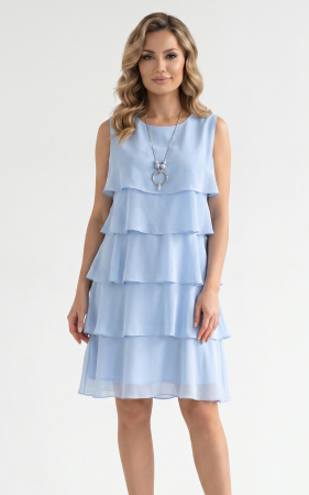 Rochii marimi mari - Rochie din batist cu trandafiri Harlynn scurta bleu