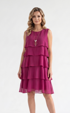 Rochii marimi mari - Rochie din batist cu trandafiri Harlynn scurta bordo