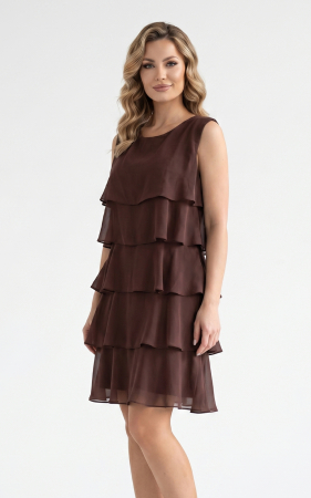 Rochii marimi mari - Rochie din batist Harlynn scurta maro
