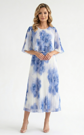Rochii de toamna - Rochie din voal vaporos cu elastic in talie Ginny midi hortensie
