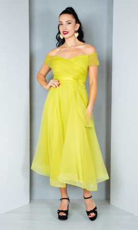 Rochii de toamna - Rochie Emilia midi galbena