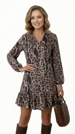 Vara - Rochie Favor scurta animal-print