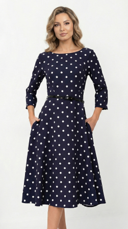 Rochii fabricate in Romania - Rochie Fia midi bleumarin